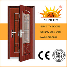 Steel Door Frame Single Door Metal Almirah Steel Grill Door Design (SC-S034)